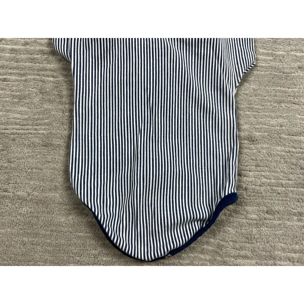 Nannette‎ Polo Bodysuit Baby Boy 3/6M Navy White Stripe Baseball Teddy Bear